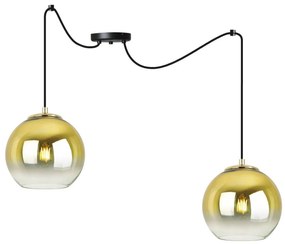 Závesné svietidlo Bergen Gold Spider, 2x zlaté/transparentné sklenené tienidlo (fi 15cm)