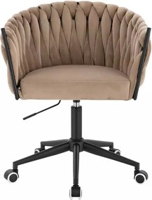 LuxuryForm DESIGN Stolička NORDEN VELUR na čiernej podstave s kolieskami - latte