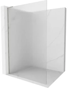 Mexen Kioto L, sprchová zástena Walk-In 100 x 200 cm, 8mm sklo s rebrovým vzorom, brúsená oceľ profil, 800-100-103-97-09
