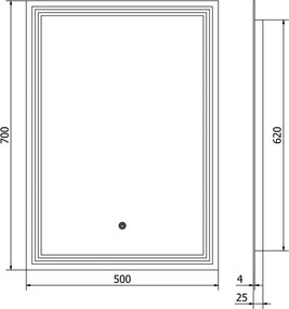 Mexen Taco podsvietené kúpeľňové zrkadlo 50 x 70 cm, LED 6000K, proti zahmlievaniu - 9805-050-070-611-00