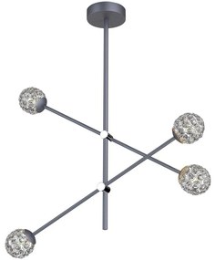 Luster na tyči PAKSOS 4xG9/5W/230V šedá