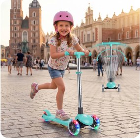 Ricokids Glow svietiaca v tme detská balančná Kolobežka - tyrkysová
