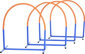 PawHut Výcvikové zariadenie pre psov, sada agility s 4 prekážkami pre starších psov, výcviková sada s nosnou taškou, modrá+oranžová, 88 x 64 x 95 cm |