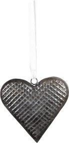 Šedé antik závesné kovové srdce Herli - 17*3*16 cm
