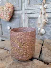 Ružovo-zlatý sklenený svietnik Tobri - Ø 8 * 9 cm