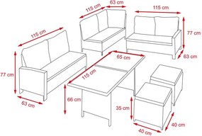 Veľký luxusný ratanový záhradný set Avenberg BARLETTA sivá/svetlosivá