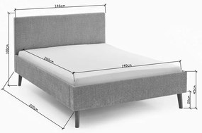 Biela/krémovobiela čalúnená dvojlôžková posteľ bez roštu 140x200 cm Leira – Meise Möbel