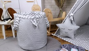 Detský kôš na hračky STARS - cik-cak šedý