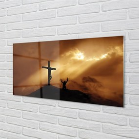 Sklenený obraz Jesus Cross Light 100x50 cm 2 Prívesky