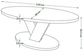 LOVA Craft Zlatý dub/Čierny - OVÁLNY KONFERENČNÝ STOLÍK 110 × 60 cm MODERNÝ KÁVOVÝ STOLÍK