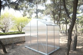 Skleník so základňou BestBerg BBGH‑406S / 2,5 m² / 130 × 190 × 194 cm / strieborná