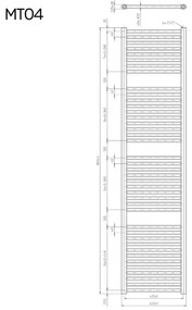 Mereo, Vykurovací rebrík 450x1330 mm, rovný, biely, MER-MT02