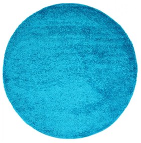 Kusový koberec Shaggy Parba tyrkysový kruh 100x100cm