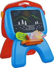 LEAN Toys Obojstranná kriedová tabuľa stojanová s projektorom a fixkami, červená
