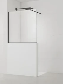 Sprchová zástěna SAT Walk-in 90x100 cm na nižšiu priečku čierna SATBWIS90PRC