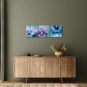 Obraz - Fialky vo vode (s hodinami) (90x30 cm)