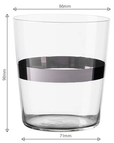 Poháre Tumbler s pruhom v platinovej farbe 440 ml set 6 ks - 21st Century Glas Lunasol META Glass - 322176
