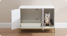 Kočičí toaleta Glenda 80 cm bílá/zlatá