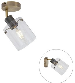 Dizajnový nástenný reflektor bronzový s čírym sklom - Domo