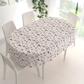 Biante Bavlnený oválny obrus Sandra SA-479 Levandule na krémovom 140x200 cm