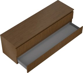 Mexen Rivel, kúpeľňová skrinka 160 cm s hornou časťou, 2 zásuvky, drážkovaná, orech, 91A20-16047-2-BFFC86