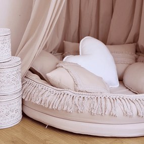 Boho vankúš srdca s bublinkami biela 44 cm