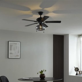 Stropný ventilátor čierny 107,5 cm s ťahovým spínačom - Mistral Busa