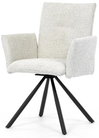 Židle jídelní, krémová látka, černý kov, otočný mechanismus 90°/90° (L/P) - funkce reset