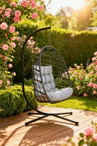 Skládací závěsné houpací křeslo Houseland Chloe černé