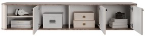 Závesný TV stolík Vespera 3D 187 cm - kašmírová / orech / čierna
