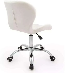 LuxuryForm DESIGN Stolička LIVIO VELUR na striebornej podstave s kolieskami - biela