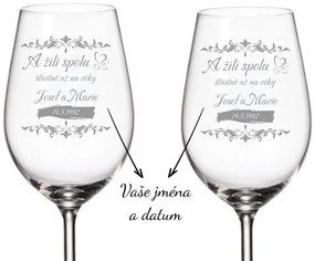 Svadobné poháre na biele víno ŠŤASTNE AŽ NA VEKY