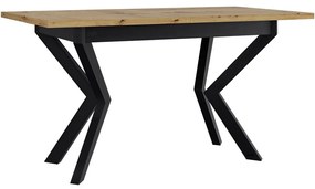 Jedálenský stôl Elarno 80 x 140/180 IV, Morenie: dub artisan L, Farby nožičiek: čierne kovové