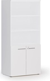 Kombinovaná kancelárska skriňa PRIMO WHITE, nízke dvere, 800 x 500 x 1781 mm, biela