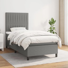 Boxspring posteľ s matracom tmavosivá 90x190 cm látka 3141898
