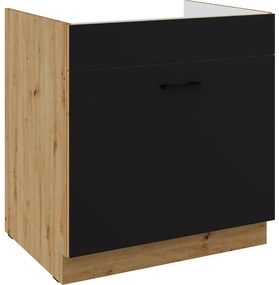 Kuchynská skrinka Modena čierna/dub artisan 80ZL 1S BB