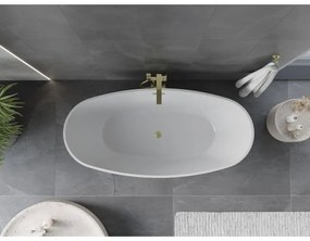 Mexen Olea, voľne stojaca vaňa, vzor, 170 × 80 cm, biela-čierna, zlatý matný prepad, 52821708075-55