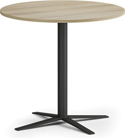 Konferenčný stolík AURA, priemer 60 cm, čierna podnož, dub prírodný