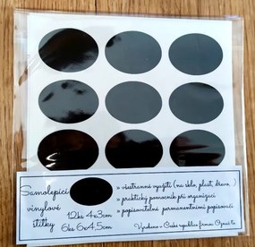 Sada štítkov / nálepiek, štítok čierny "OVÁL" - 18 ks Farba: biela