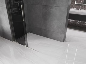 Mexen Velar L, posuvná sprchová zástena Walk-in 120 x 200 cm, 8mm šedé sklo, brúsená oceľ, 871-120-003-43-97
