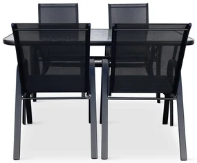Záhradný jedálenský set Porto 150 cm + 4x kovová stolička Ramada