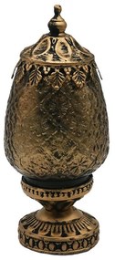 Hnedá sklenená svietiaca LED lampáš Balli - Ø 10*23 cm