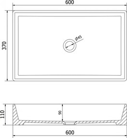 Mexen Goya, umývadlo na dosku 60 x 37 cm, čierna matná, 22186085