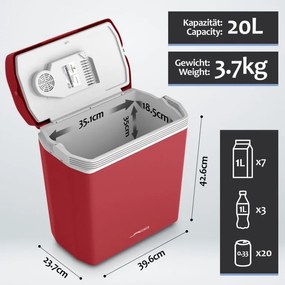 Jago Elektrický chladiaci box 2 v 1, 20 l, červená