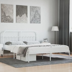Kovový rám postele s čelom biely 180x200 cm 352631
