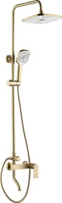 Rea Storm, sprchová-vaňová súprava dažďovou hlavovou a ručnou sprchovou hlavicou, zlatá matná, REA-P9535