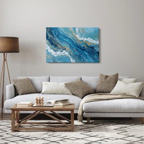 Obraz - Bledomodrý mramor so zlatom II. (90x60 cm)