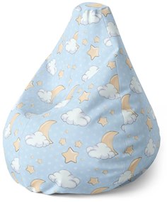 Sablio Sedací vak Pear Mesiačiky, hviezdičky a obláčiky - 70 x 95 x 15 cm