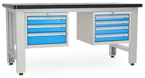 Dielenský stôl Solid MDF-34, 180 cm, 2 závesné boxy, čierna