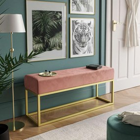 ČALÚNENÝ TABURET / LAVICA CLAUDIO 2 + ZLATÝ PODSTAVEC